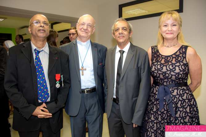 Mario Serviable, Monseigneur Aubry, Raoul Lucas et son épouse Marie Mario Serviable, Monseigneur Aubry, Raoul Lucas et son épouse Marie