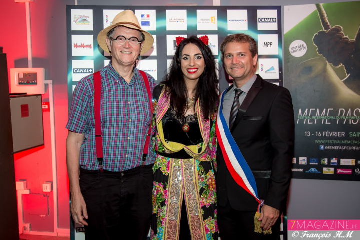 René-Louis Pestel, président de la Cité des Arts, Aurélia Mengin, directrice du festival, et Olivier Rivière, maire de Saint-Philippe