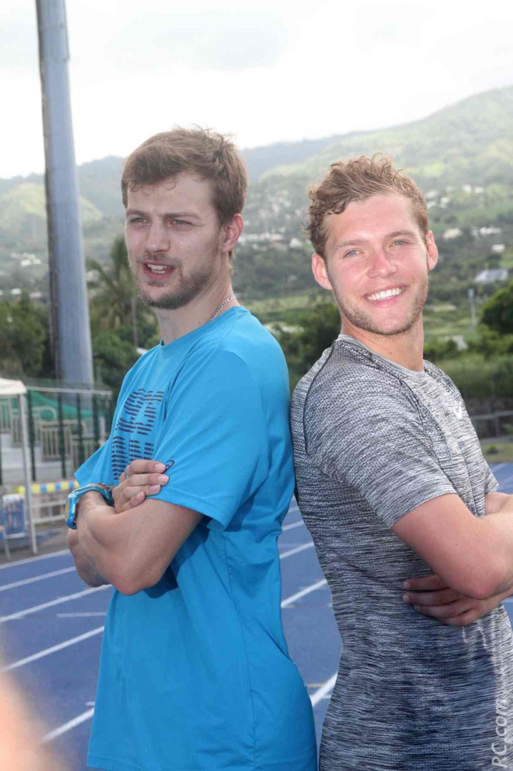 Christophe Lemaître et Kevin Mayer, tous deux médaillés Olympique à Rio. Il y a de la complicité entre ces deux là