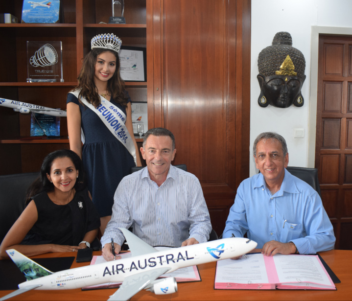 Le renouvellement du partenariat a été signé par Air Austral et l'organisation Miss Réunion Le renouvellement du partenariat a été signé par Air Austral et l'organisation Miss Réunion