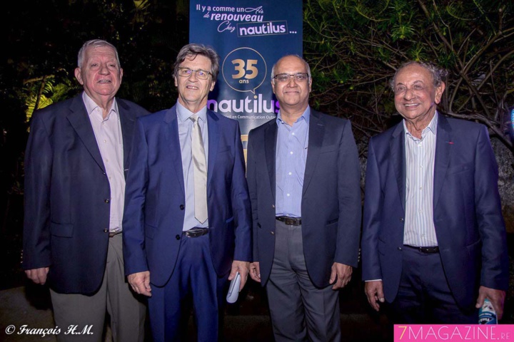 Maurice Cérisola, Alain Graulich, Marie-Joseph Malé, et Abdéali Goulamaly Maurice Cérisola, Alain Graulich, Marie-Joseph Malé, et Abdéali Goulamaly