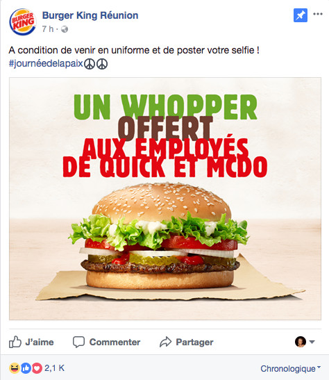 Coup de provoc chez Burger King Réunion...