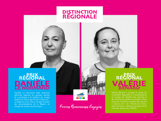 Le Président de la Région Didier Robert décerne les prix « Danièle Le Normand » et « Valérie Bénard » en hommage aux femmes réunionnaises engagées Le Président de la Région Didier Robert décerne les prix « Danièle Le Normand » et « Valérie Bénard » en hommage aux femmes réunionnaises engagées