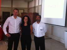 Samuel Lemercier, Sandra Bonnino et Thierry Arraye de Télé Kréol Samuel Lemercier, Sandra Bonnino et Thierry Arraye de Télé Kréol