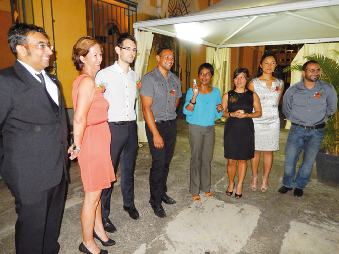 Mounir Najafaly, président de la Fédération France Océan Indien-JCEF, Véronique Gauthier,  Sébastien Coheleach, Christopher Dijoux, Ericka Bareigts, Christelle Chon-Nam, Audrey Law-Houing  et François Miyelli, président de la JCE du Grand Sud