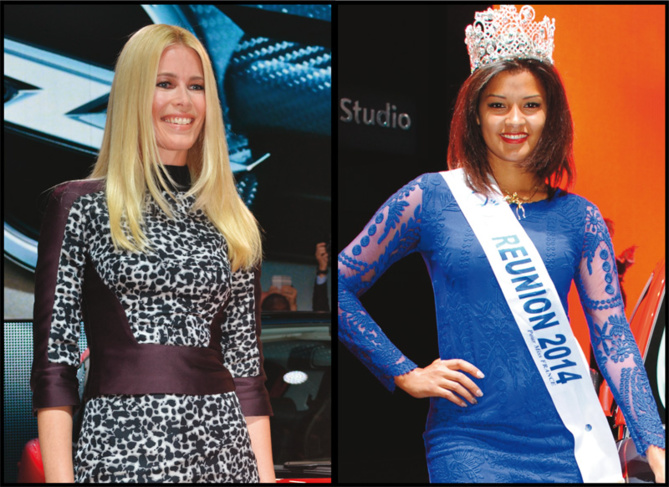 Claudia Schiffer et Ingreed Mercredi au Mondial de l'Automobile