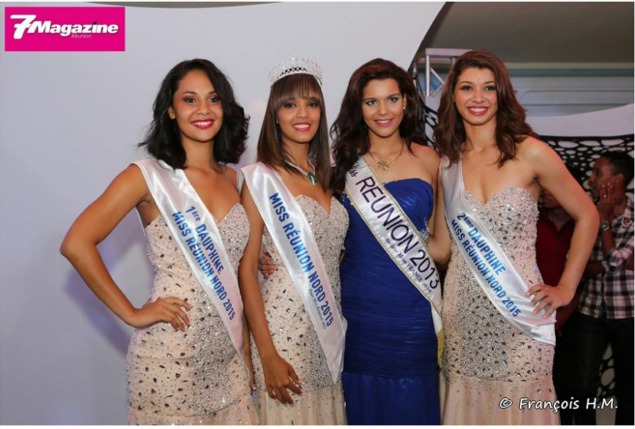 Vanessa Robert, Miss Réunion Nord, et ses dauphines avec Vanille M'Doihoma, Miss Réunion 2013