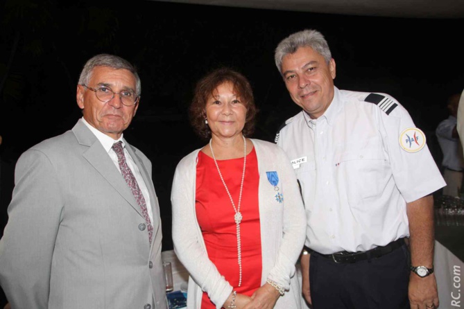 Pierre Maurel, président du TGI de Saint-Pierre, Ginette Azélie, et Eric Hoarau, chef de la PAF Aéroport de Pierrefonds