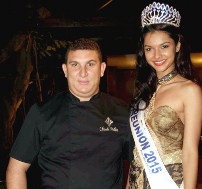 Claude Pothin, chef des restaurants du Palm Hotel & Spa*****, et Azuima Issa, Miss Réunion 2015 Claude Pothin, chef des restaurants du Palm Hotel & Spa*****, et Azuima Issa, Miss Réunion 2015