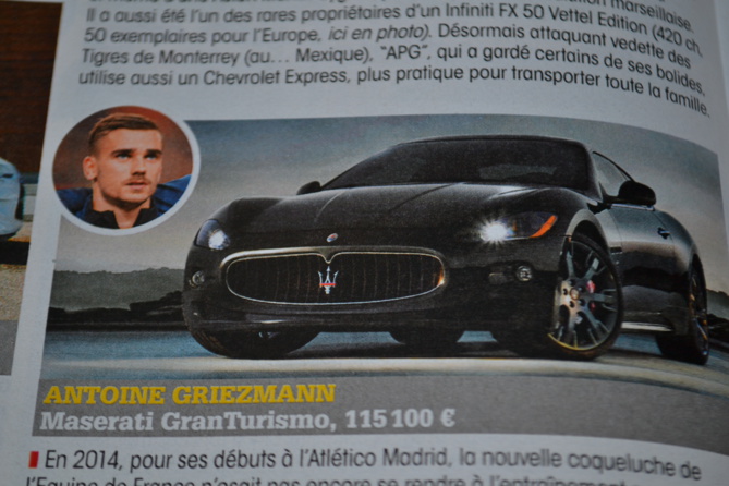 Antoine Griezmann également fan de Maserati Antoine Griezmann également fan de Maserati