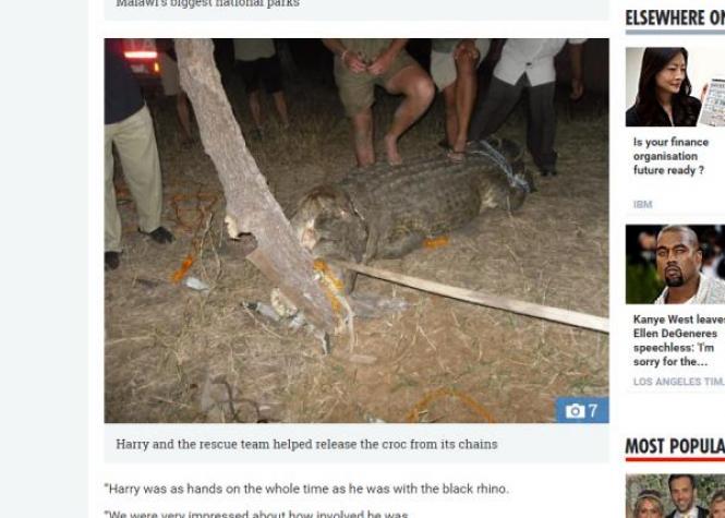 Le Prince Harry sauve un crocodile 