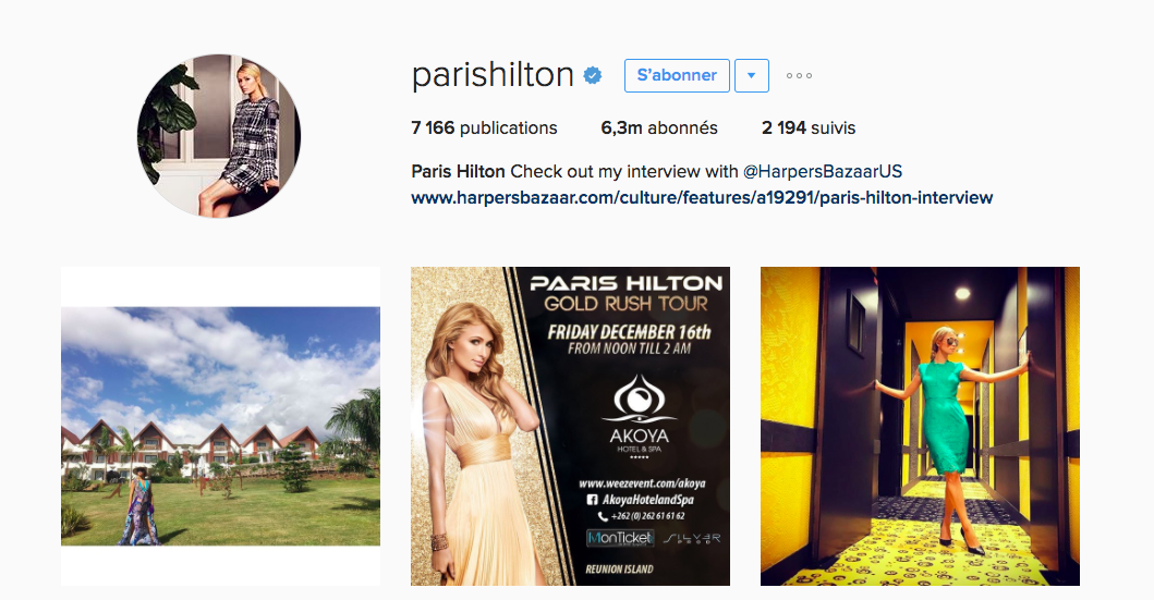 Photo: capture d'écran Instagram Paris Hilton