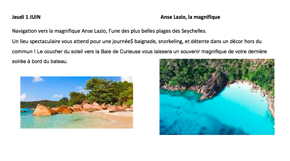 Notre gagnante Seychelles prête à s'envoler