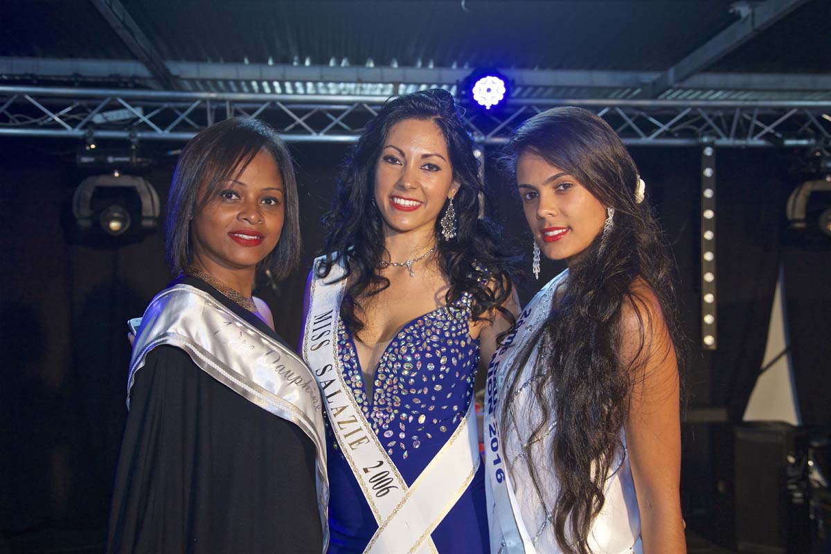 Natasha Basson, 1ère dauphine Miss Elégance, Wendy Robert, Miss Salazie 2006, et Anaïs Picard, 2ème dauphine Miss Réunion 2016