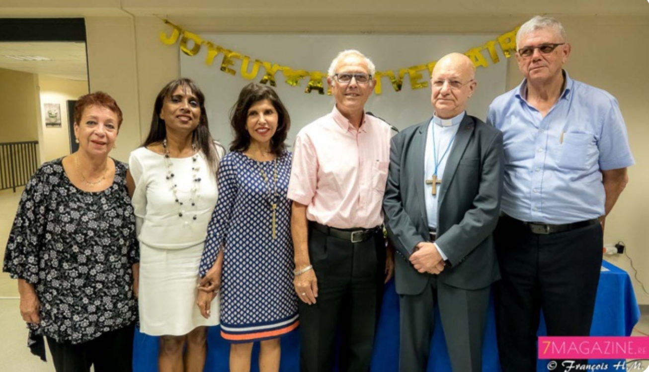 Danièle Moussa, Ida Camalon, Nassimah Dindar, Jean-Claude Lacouture, Monseigneur Gilbert Aubry, et Raymond Lauret