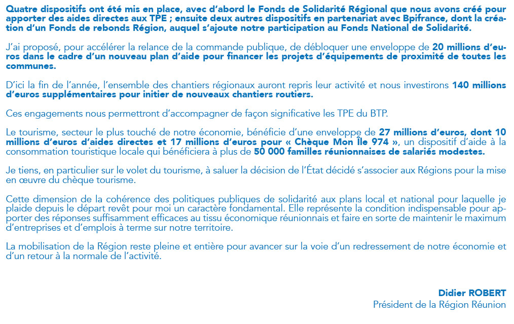 Plan Régional de Soutien exceptionnel : relancer l’activité économique et le tourisme