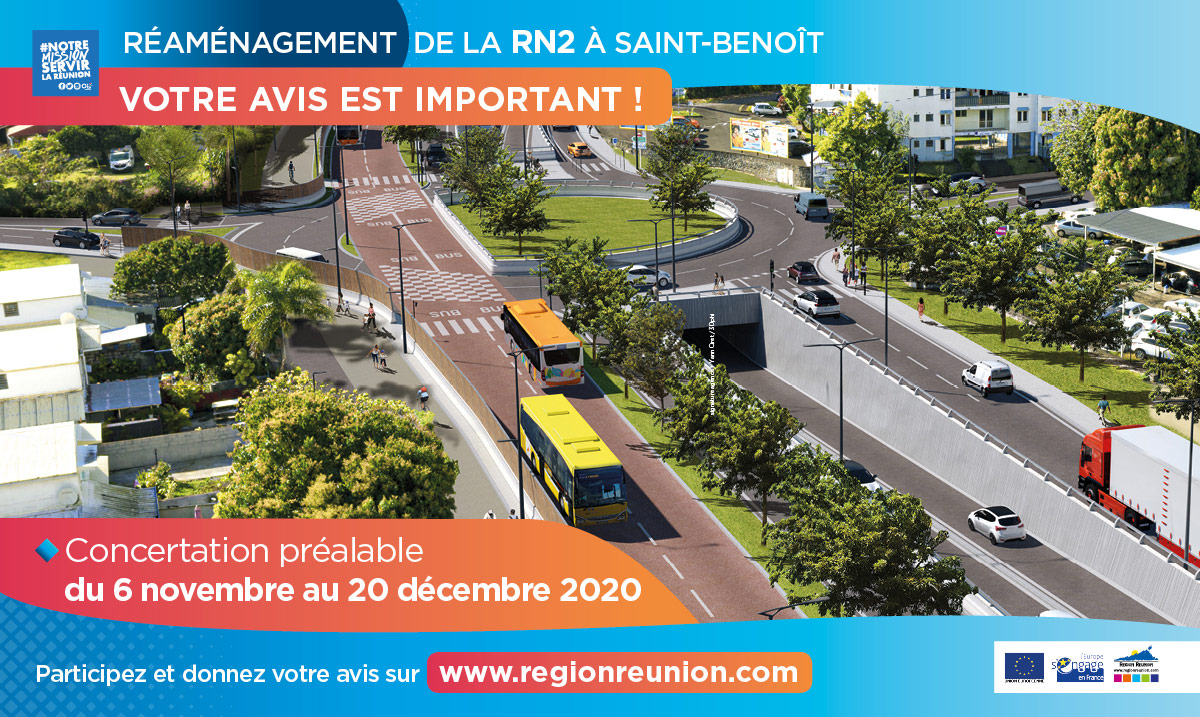 Réaménagement de la RN2 à Saint-Benoit - Concertation préalable du public