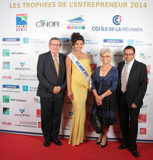 Dominique Fournel, vice-président de la Région, Miss Réunion, Marie-Renée Fournel et Ibrahim Patel