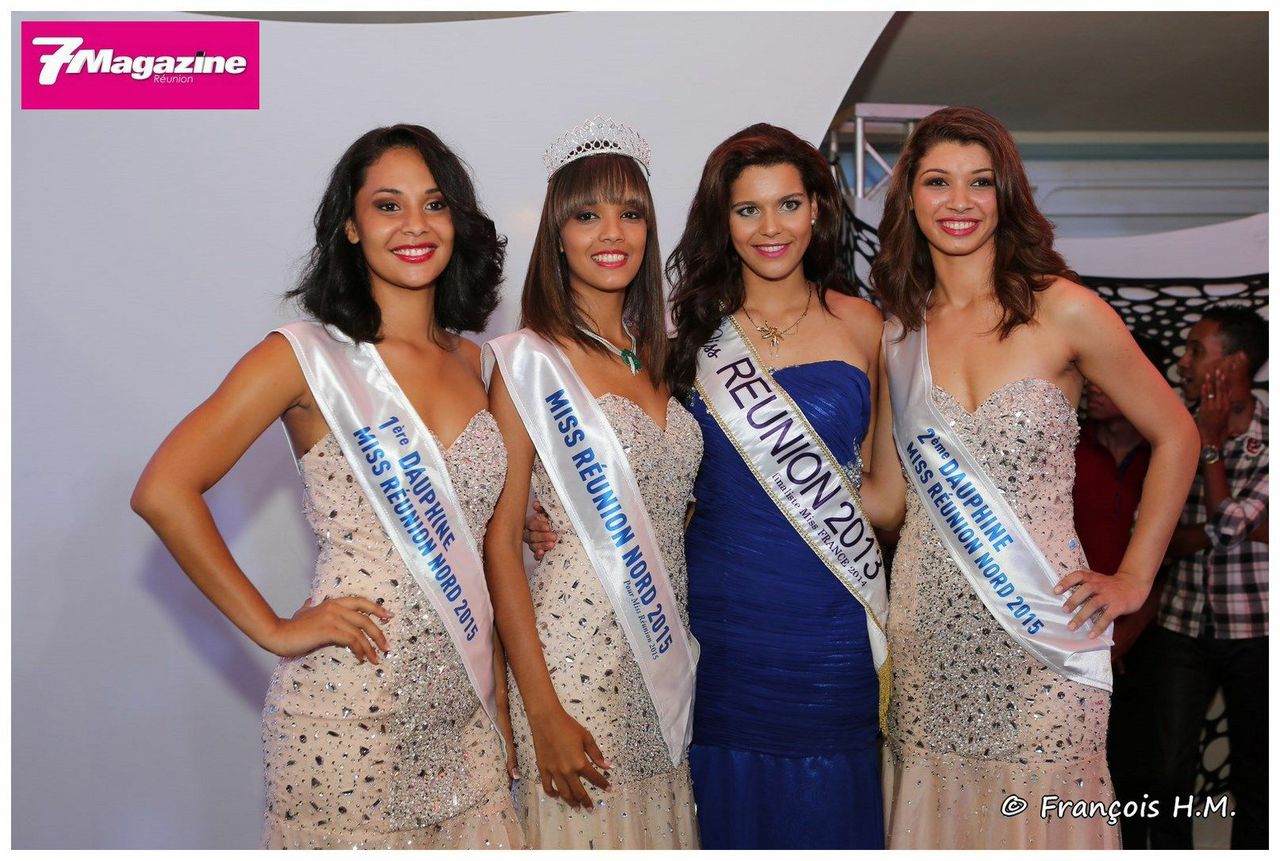 Vanessa Robert entourée de ses deux dauphines et de Vanille M'Doihoma, Miss Réunion 2013