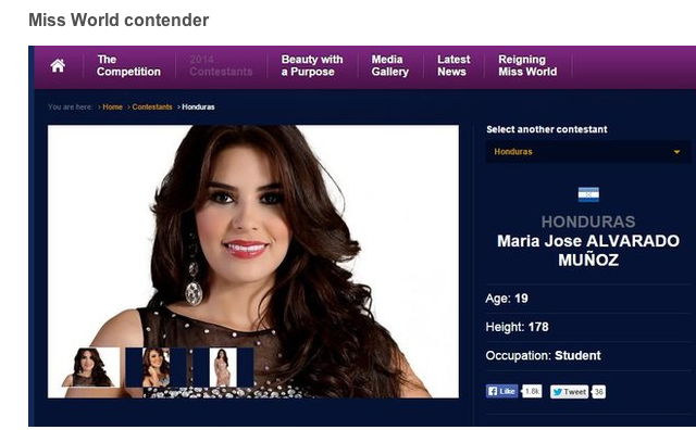 Capture d'écran du site Miss Monde