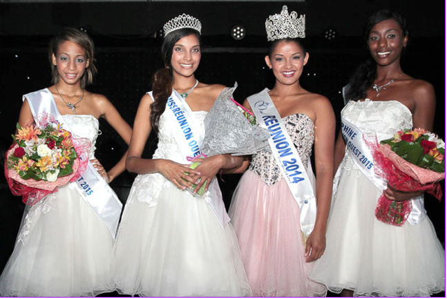 Farida Gombert, Miss Réunion Ouest, et ses dauphines avec Miss Réunion 2014, Ingreed Mercredi