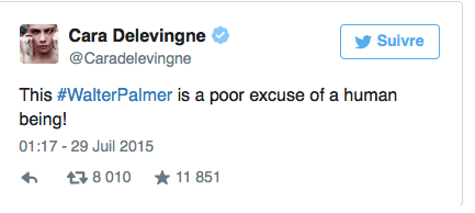 Le message lapidaire de Cara Delevingne sur Twitter