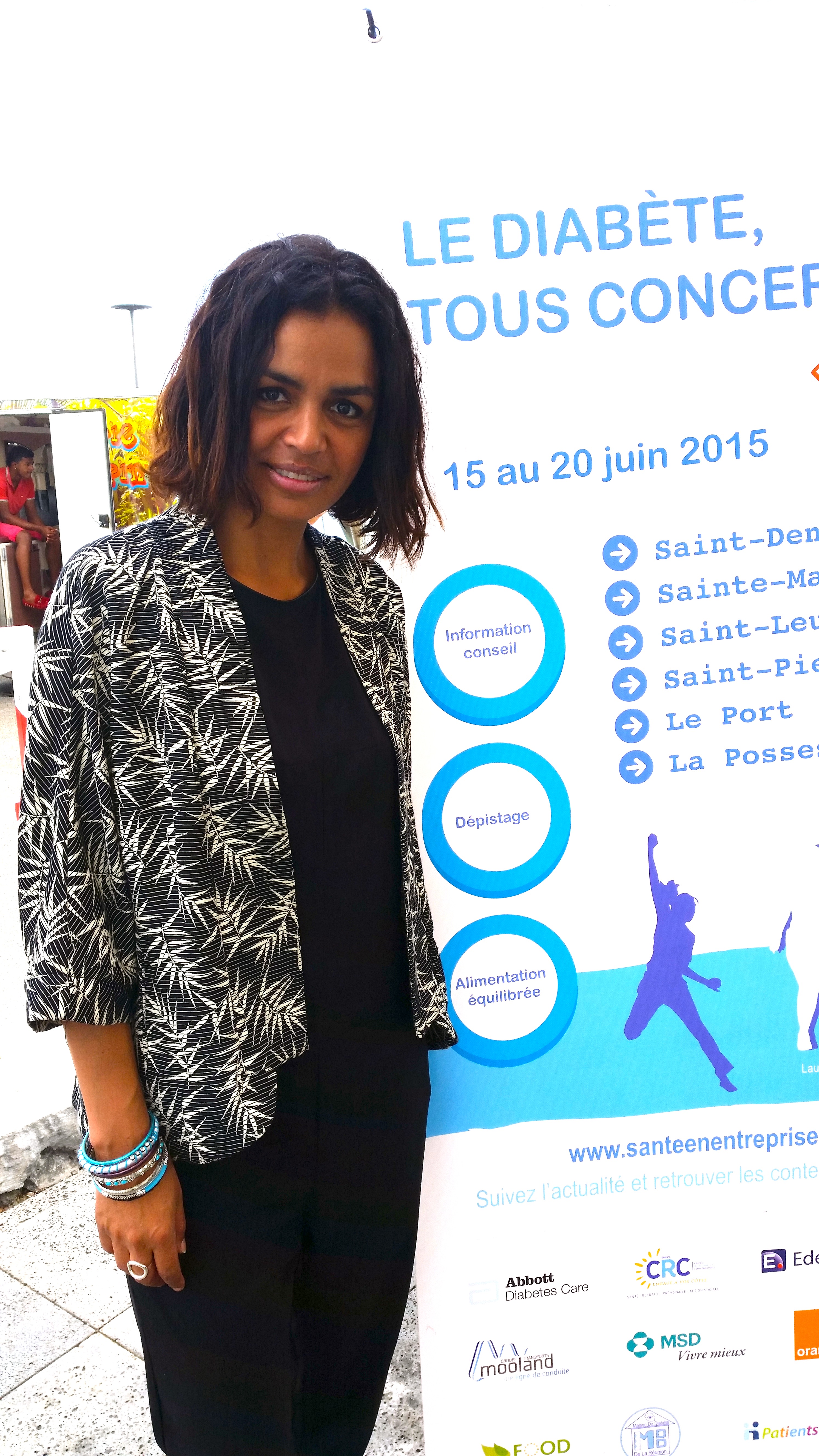 Laurence à La Possession en juin dernier pour une sensibilisation au problème du diabète