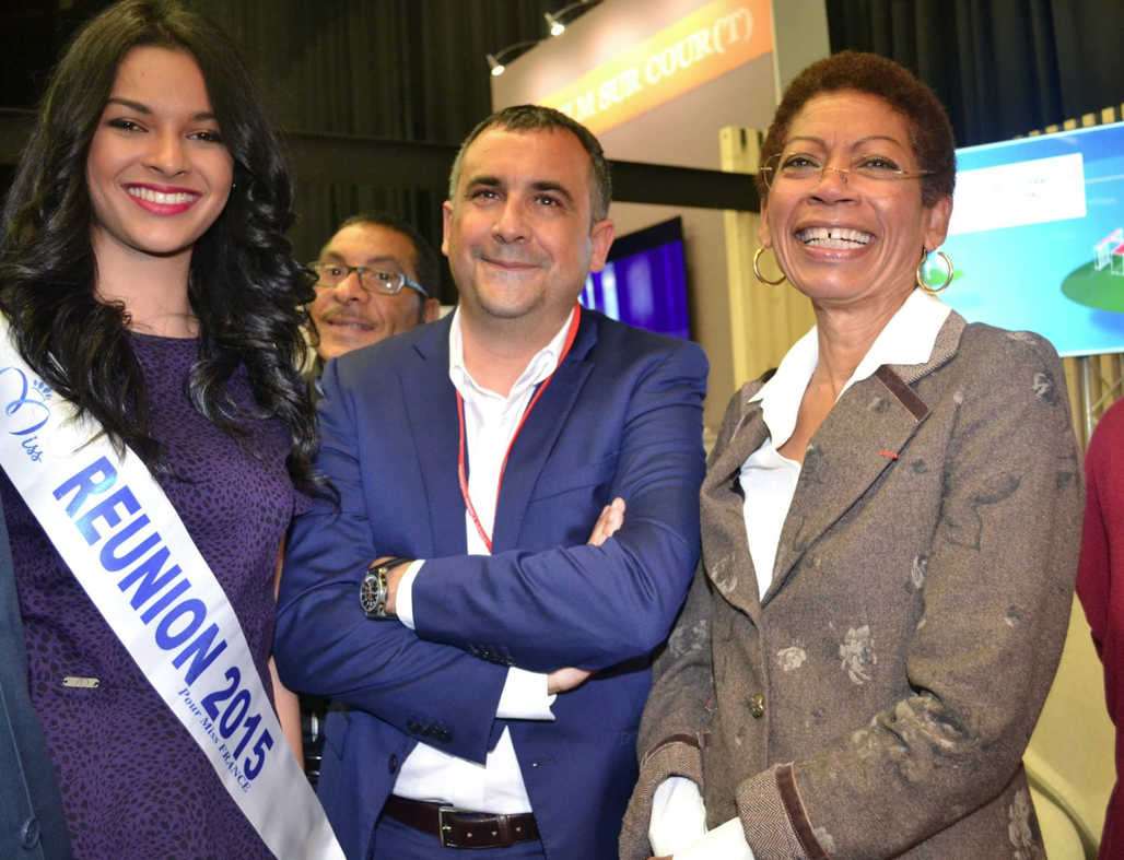 Azuima Issa, Miss Réunion 2015, Olivier Bajard, directeur de la SHLMR et George-Pau Langevin, Ministre des Outre-Mer