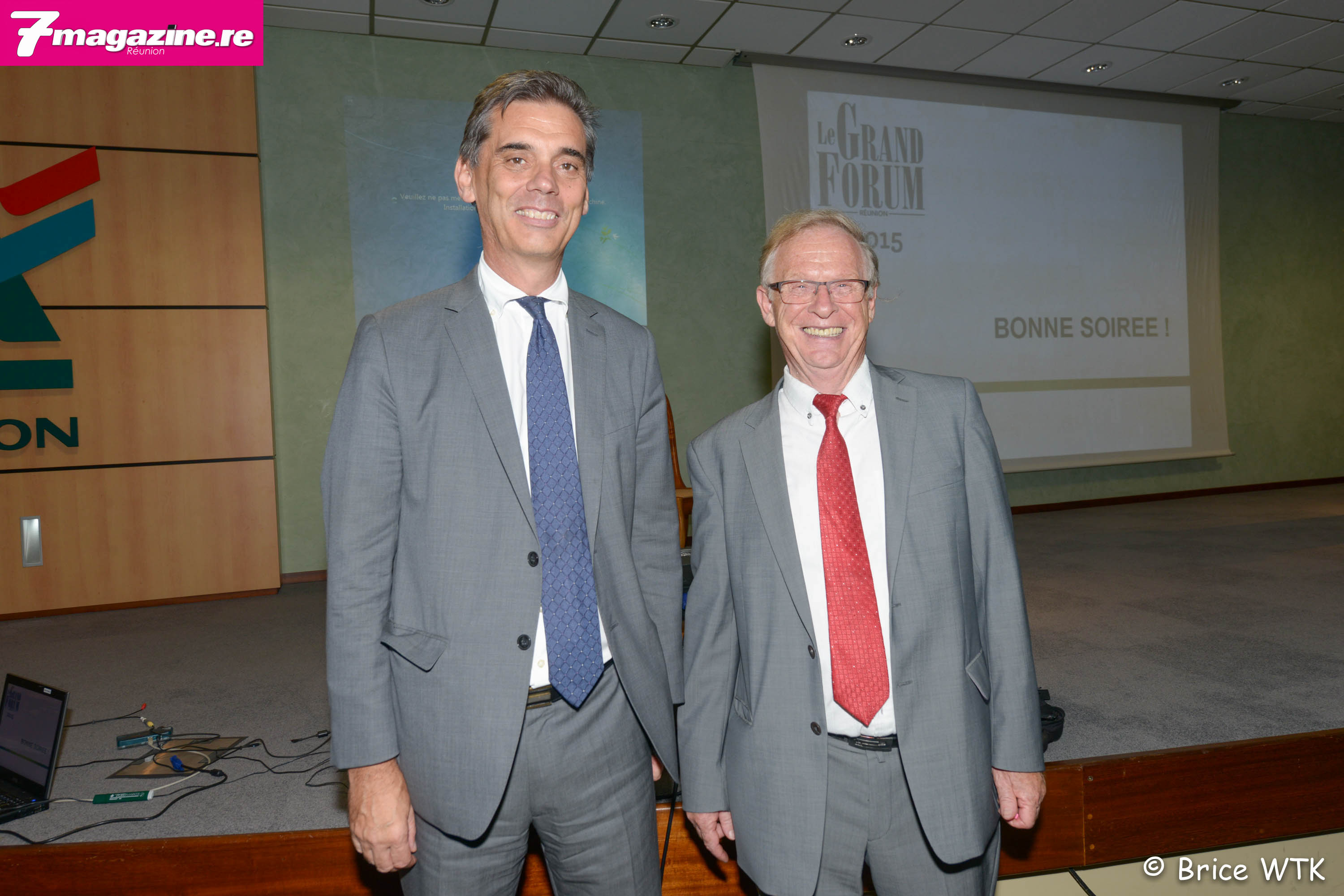 Dominique Sorain, préfet de La Réunion et Bruno Parmentier, le conférencier du Grand Forum 2015
