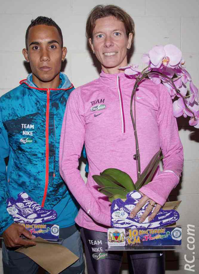 Ruddy Barret et Anne Atia, les deux grands vainqueurs des 10 Km Nocturnes des Florilèges