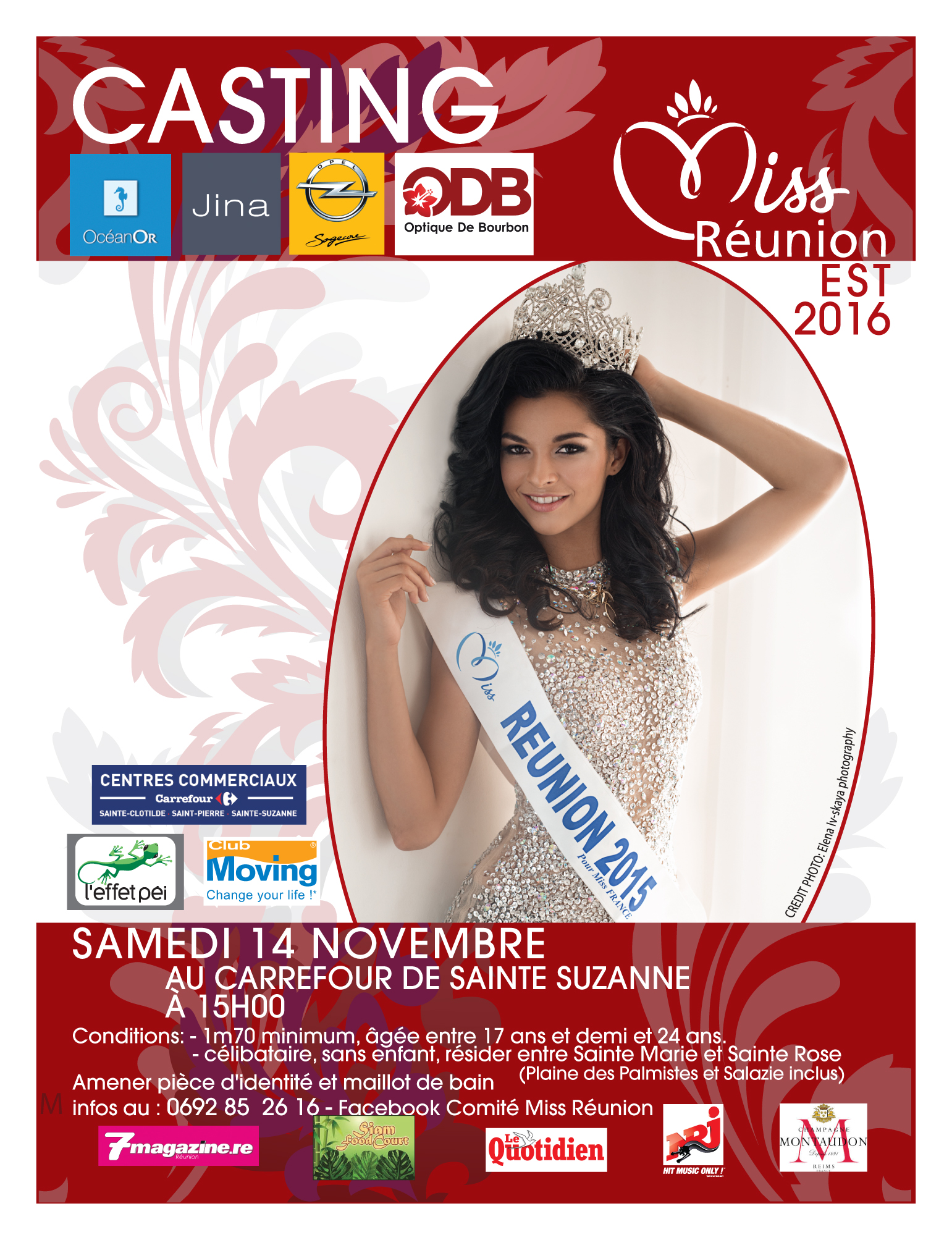 Miss Réunion Est<br>Casting samedi 14 novembre