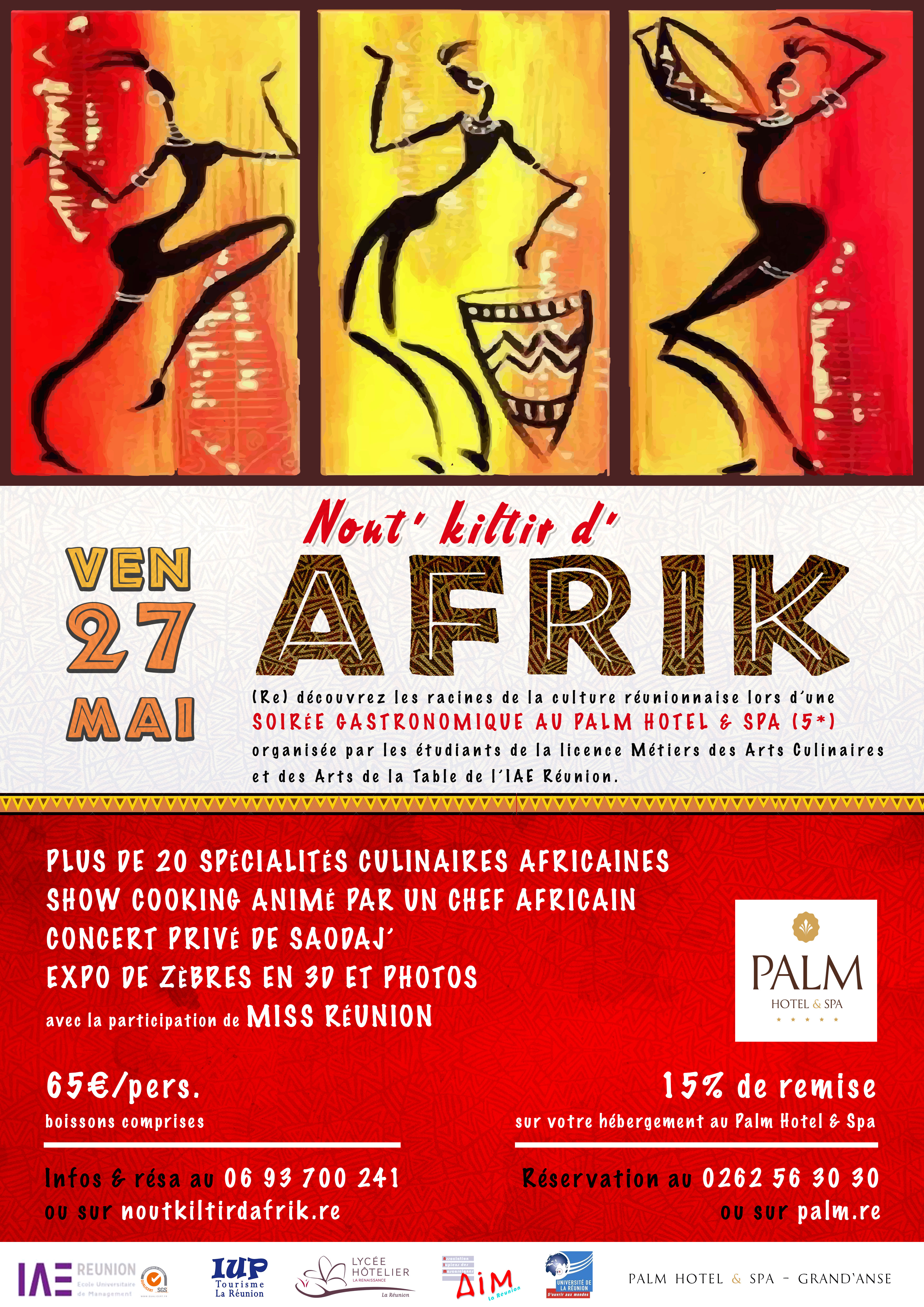Nout'Kiltir d'Afrik<br>Soirée africaine au Palm ce vendredi 27 mai