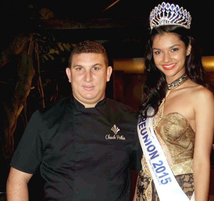 Claude Pothin, chef des restaurants du Palm Hotel & Spa*****, et Azuima Issa, Miss Réunion 2015