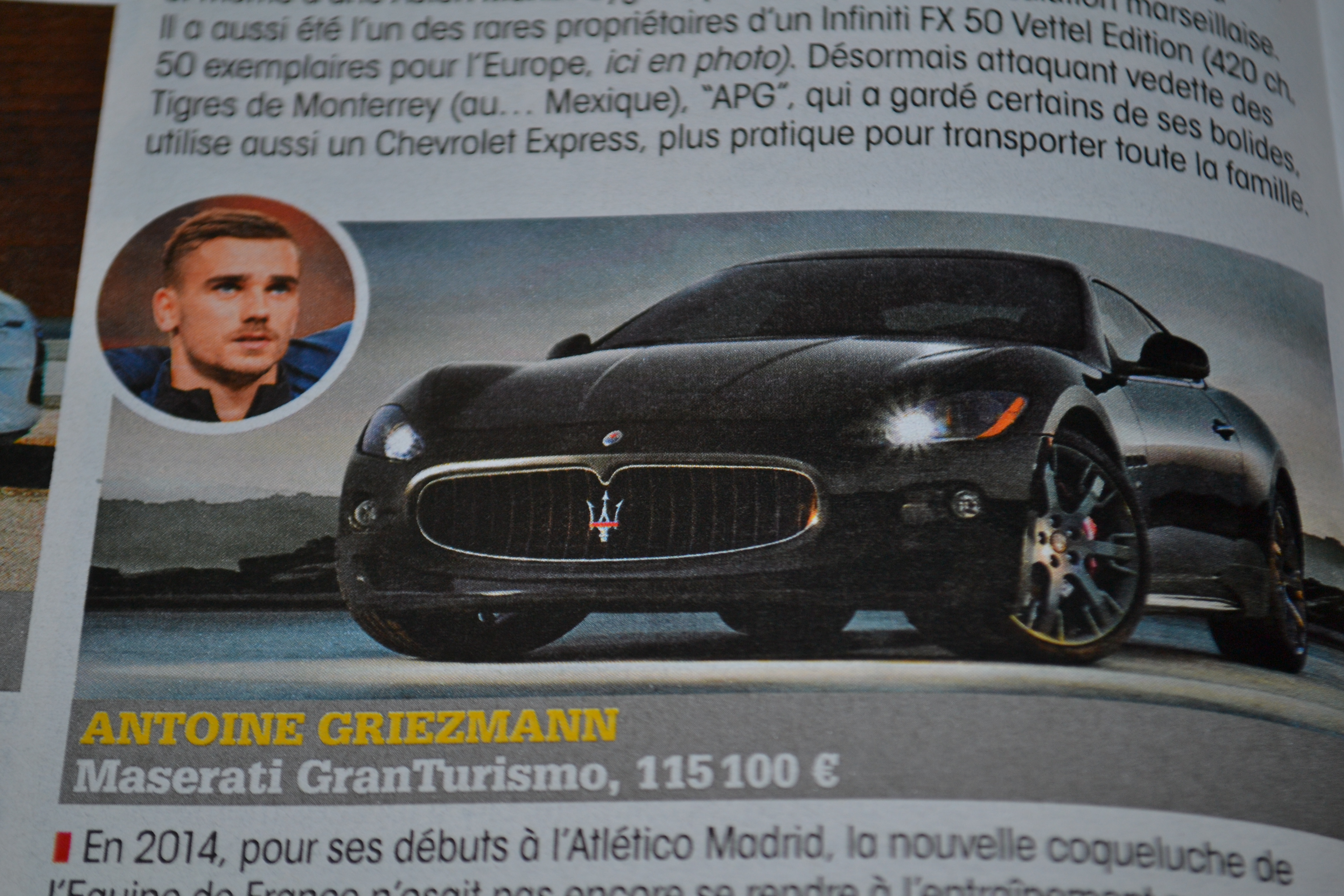 Antoine Griezmann également fan de Maserati