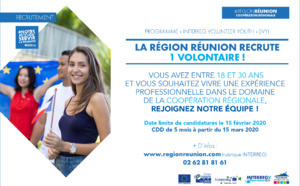 La Région Réunion recrute 1 volontaire dans le cadre de l’initiative Interreg Volunteer Youth (IVY)