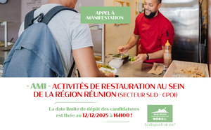Appel à projet | Activité de restauration au sein de la Région Réunion (Secteur Sud : CPOI)