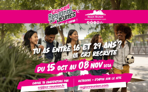 Conseil Régional des Jeunes : 12 nouvelles places pour faire entendre la voix de la jeunesse réunionnaise !